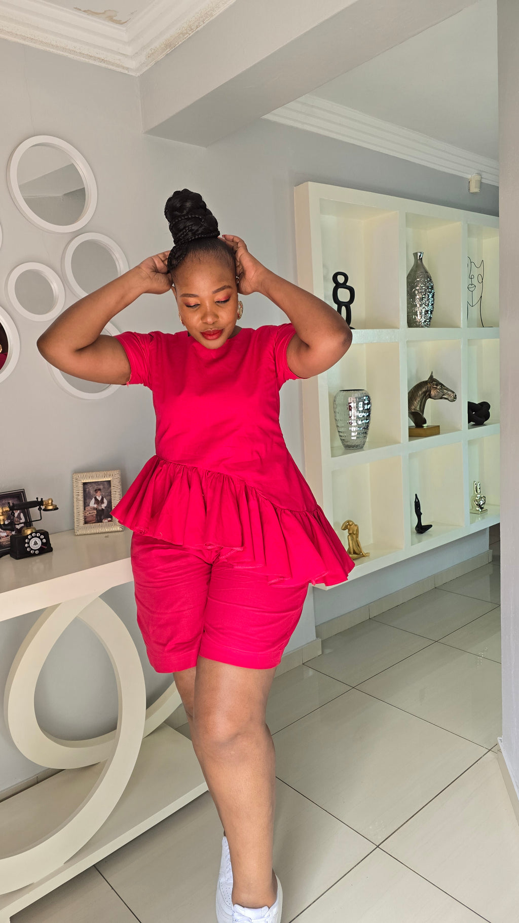 Cerise pink linen set (pre-order)